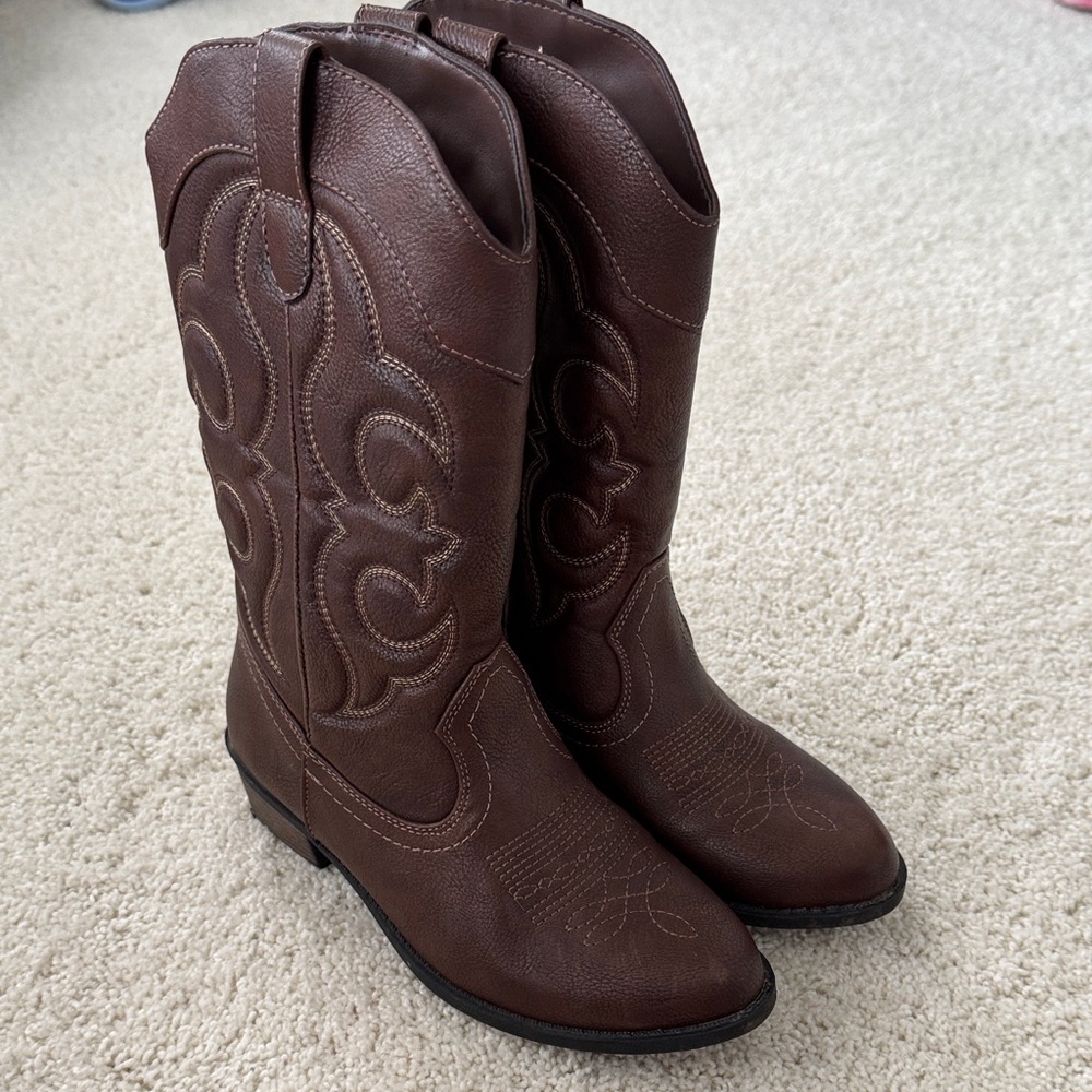 Brown Kids Cowboy Boots